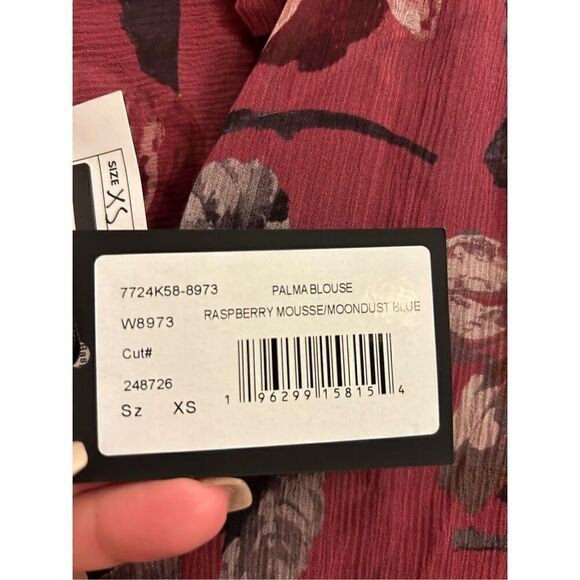 NWT PAIGE 100% Silk Palma blouse raspberry mousse XS - Picture 10 of 10